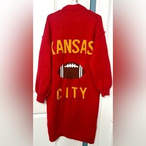 NWT Love Letters Red Kansas City Sweater Long Cardigan